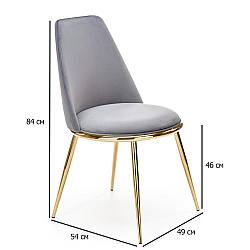 Сірі стільці з велюру у гламурному стилі K-460 на золотих ніжках на кухню