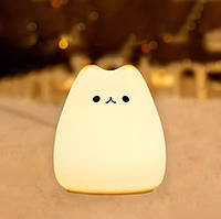 Детский силиконовый ночник сенсорный "Котик" Мягкий LED светильник для детей Ночники детские