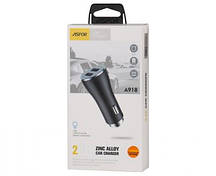 Автомобільний зарядний пристрій Aspor A918 metal блочок (2 USB/3.4A) LED + USB-кабель Type-C