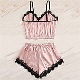 Атласна піжама жіноча з мереживом – стильний нічний комплект, подарунок для коханої або подруги, фото 7