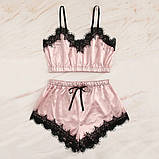 Атласна піжама жіноча з мереживом – стильний нічний комплект, подарунок для коханої або подруги, фото 6