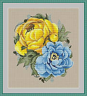 Набір для вишивки хрестиком Little stitch Півонії