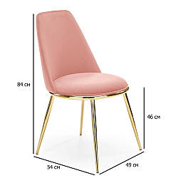 Рожеві стільці з велюру в стилі гламур K-460 на золотих ніжках для салону краси