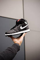 Зимові Чоловічі Кросівки Nake Air Jordan Retro 1 High Black White / Найк Джордан Ретро Чорні з Білим Високі, фото 4
