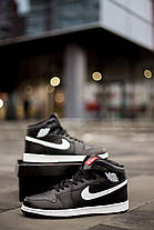 Зимові Чоловічі Кросівки Nake Air Jordan Retro 1 High Black White / Найк Джордан Ретро Чорні з Білим Високі, фото 5