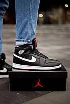 Зимові Чоловічі Кросівки Nake Air Jordan Retro 1 High Black White / Найк Джордан Ретро Чорні з Білим Високі, фото 2