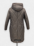 Жіноча демісезонна довга куртка великих розмірів "Уляна", коричнева, фото 3