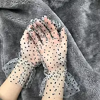 Фатинові рукавички в горох