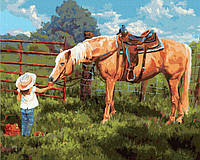 Картина по номерам Любимая лошадка Картины в цифрах на деревянном подрамнике 40х50 Лошадь Rainbow Art GX35204