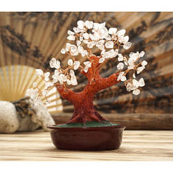 Дерево щастя з камінням Рожевий кварц,21 см