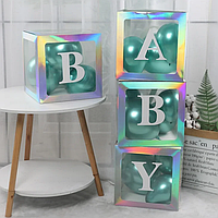 Коробка-кубик для куль 30х30х30 см срібло (1 кубик)