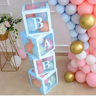 Коробка-кубик для куль 30х30х30 см блакитний (1 кубик)