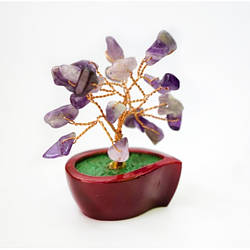 Дерево щастя з камінням Сердолік, Аметист, кварц, Хризоліт 7 см