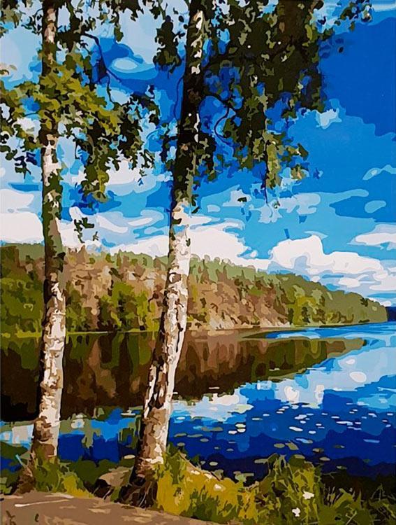Картина за номерами літній пейзаж Берези на березі 40х50см Rainbow Art GX27421, фото 1
