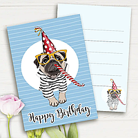Міні листівки "Happy Birthday Пес", 10 шт