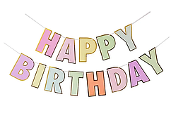 Гірлянда паперова "Happy Birthday" кольорова