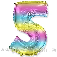 Фольгована цифра Flexmetal 40"(100 см) Градієнт веселка 5, фото 1