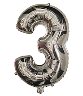 Фольгована цифра 16" (40 см) КНР 3 срібло