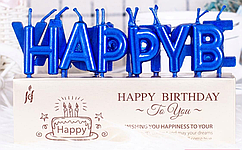 Свічки-літери "Happy Birthday" хром синій