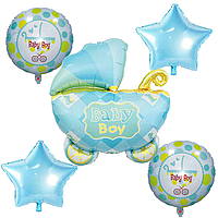 Набор фольгированных шариков КНР "Каляска для мальчика"