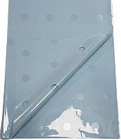 Плівка (калька) матова в рулоні "Горох прозорий на блакитному", (58 см х 58 см) 5 листів