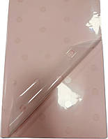 Плівка (калька) матова в рулоні "Горох прозорий на рожевому", (58 см х 58 см) 5 листів