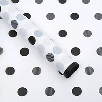 Плівка (калька) матова в рулоні "Горох чорний на білому", (58 см х 58 см) 5 листів