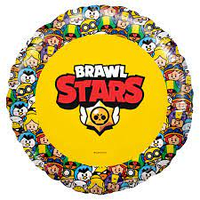 Фольгированный шарик 18" (45 см) Круг Brawl Stars / Бравл ст (желтый)