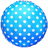 Фольгированный шарик Flexmetal 18" Круг Горох на голубом