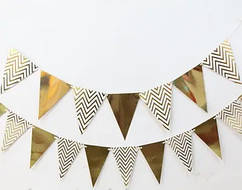 Гірлянда паперова прапорці "Зігзаг" золото