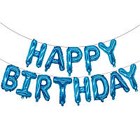 Фольговані літери КНР (38 см/літера) "Happy Birthday" сині