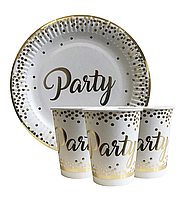 Набір святкового посуду (10 тарілок, 10 стаканів) - "Party"