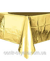 Скатертина святкова 137х183 см, двостороння біле золото-срібло