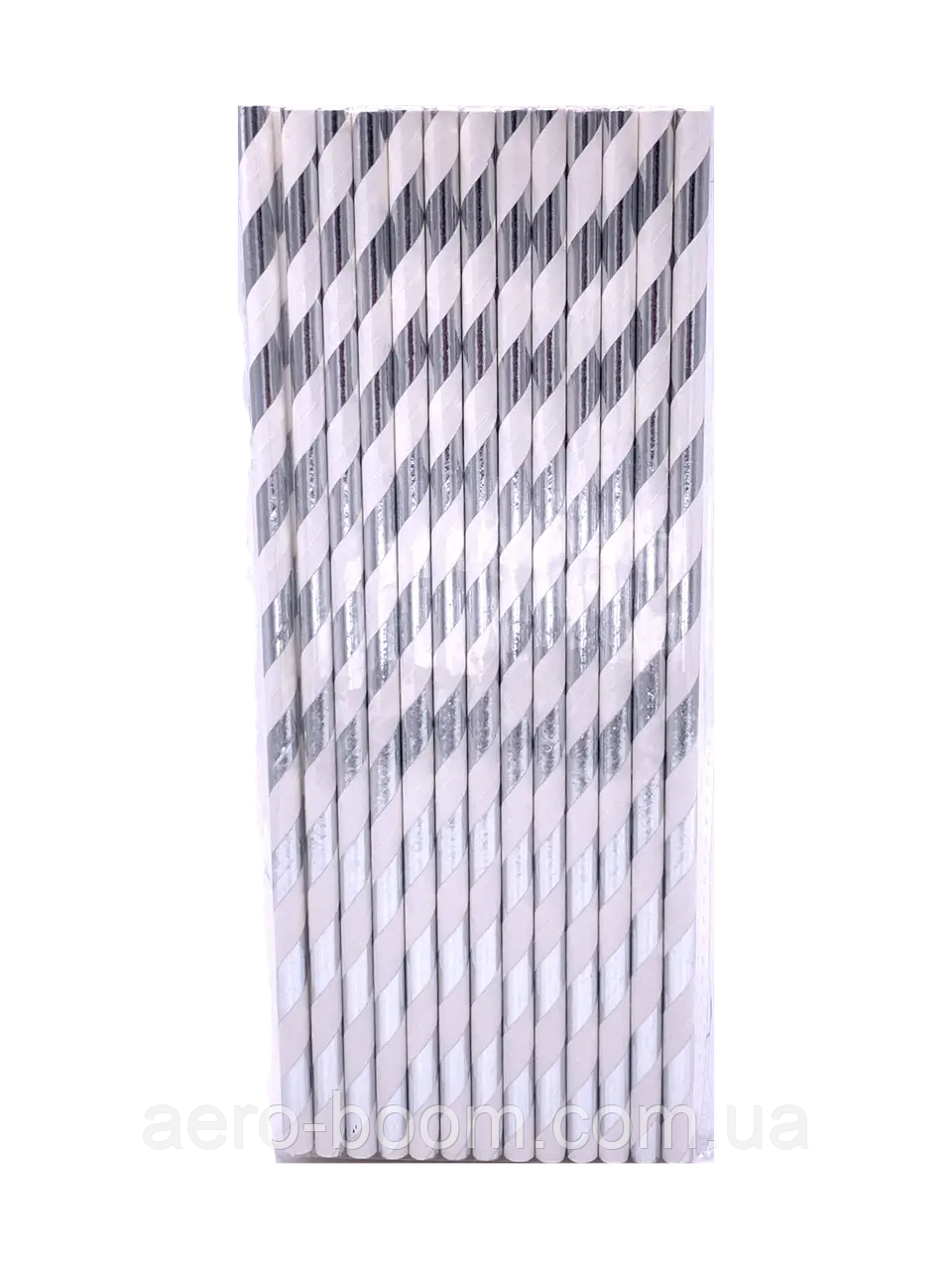 Трубочки коктельні "Полоска срібло", 25 штук, фото 1