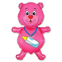 Фольгована кулька Flexmetal (92х59 см) Ведмедик з соскою рожевий