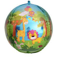 Фольгована кулька КНР (55 см) Сфера 4D Тварини сафарі