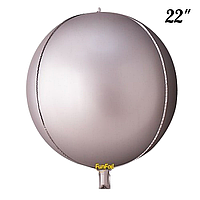 Фольгований кулька КНР 22"( 55 см) Сфера 4D Сатин, срібло
