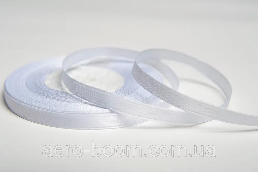 Стрічка атласна 0,6 см ( 33 МЕТРИ ) Біла, фото 1
