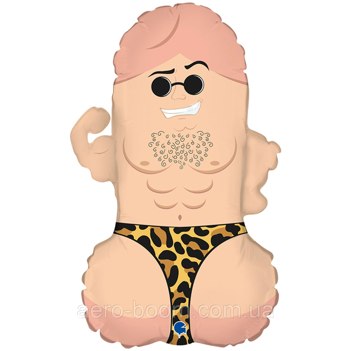 Фольгована кулька міні-фігура Grabo (36 см) Дівич-вечір Містер Пі-Пі Леопард, фото 1