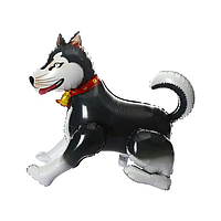 Стояча фігура фольгована КНР 3D (60 см) Собака хаскі чорна