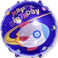 Фольгированный шарик КНР 18" (45 см) Круг Happy Birthday космос