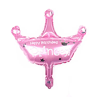 Фольгированный шарик мини-фигура КНР (38х42 см) Корона розовая