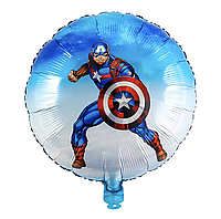Фольгированный шарик КНР 18" (45 см) Круг Капитан Америка
