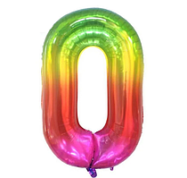Фольгована цифра КНР 40" (100 см) 0 двостороння срібло-веселка