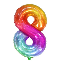 Фольгована цифра КНР 40" (100 см) 8 двостороння срібло-веселка