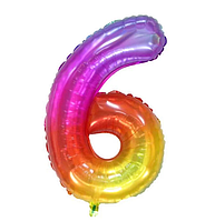 Фольгована цифра КНР 40" (100 см) 6 двостороння срібло-веселка