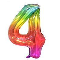 Фольгована цифра КНР 40" (100 см) 4 двосторонні срібло-веселка