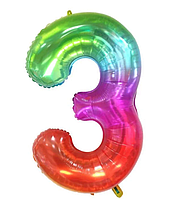 Фольгована цифра КНР 40" (100 см) 3 двосторонні срібло-веселка