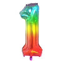 Фольгована цифра КНР 40" (100 см) 1 двостороння срібло-веселка