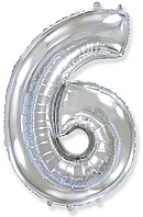 Фольгована цифра Flexmetal 32" (80 см) 6 срібло